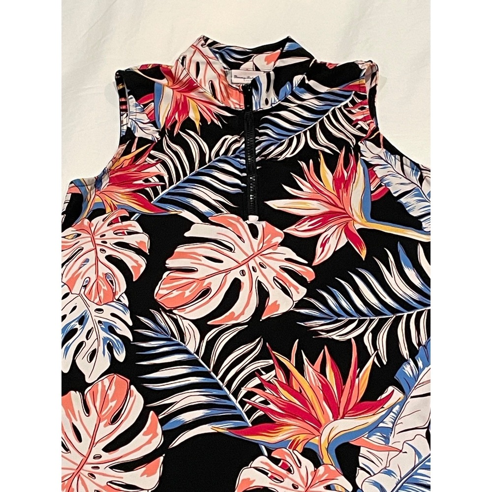 Tommy‎ Bahama Womens Golf Dress Tropical Floral Sleeveless Mock Neck Zip Medium - Picture 4 of 8